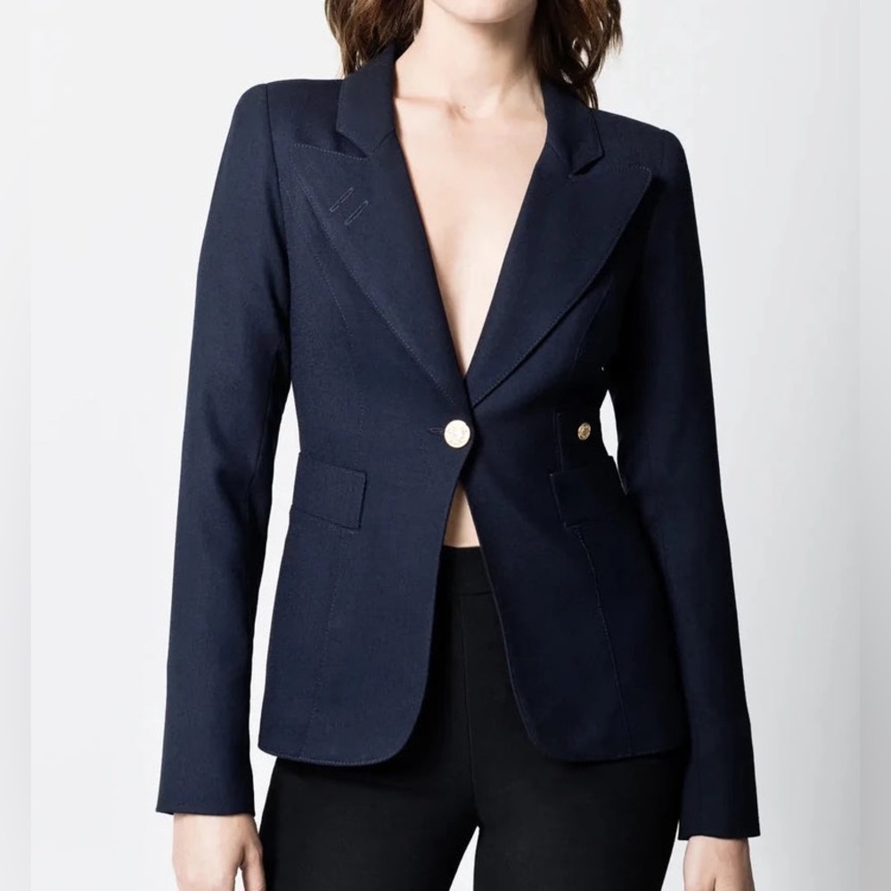 Smythe Navy Blue Tailored Blazer with Gold Buttons